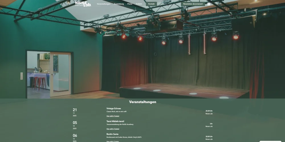 noise_lab_startseite Die Startseite des Noise Labs in Gießen Heuchelheim - Die Website wurde von be d.sign erstellt