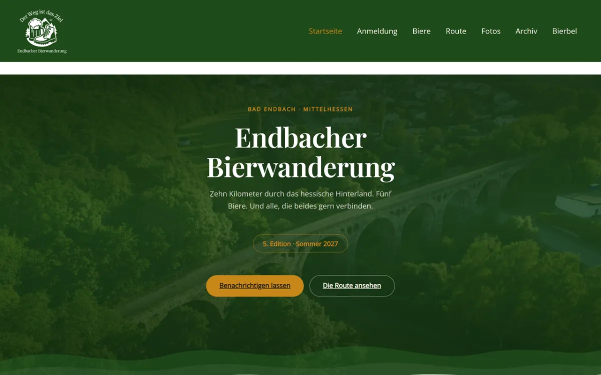 Webdesign aus dem Landkreis Marburg-Biedenkopf: Website der Endbacher Bierwanderung, mobil 95 von 100 Punkten bei Google PageSpeed